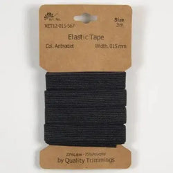 Carte élastique 15 mm Anthracite - 3 mètres - La boite à tissus