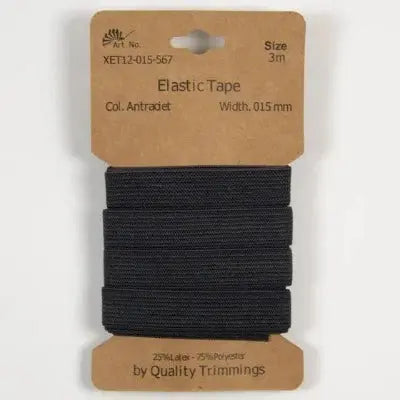 Carte élastique 15 mm Anthracite - 3 mètres - La boite à tissus
