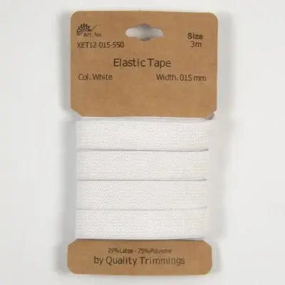 Carte élastique 15 mm Blanc- 3 mètres - La boite à tissus