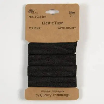 Carte élastique 15 mm Noir - 3 mètres - La boite à tissus