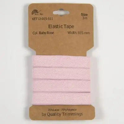 Carte élastique 15 mm Rose Bébé- 3 mètres - La boite à tissus
