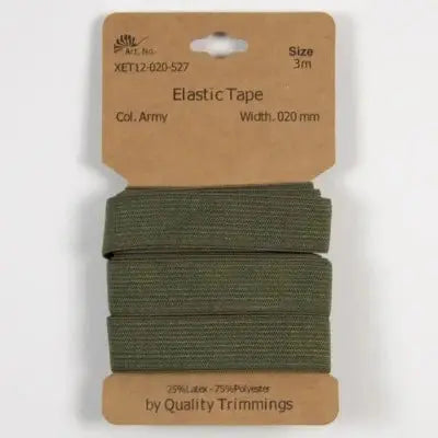 Carte élastique 20 mm Army- 3 mètres - La boite à tissus
