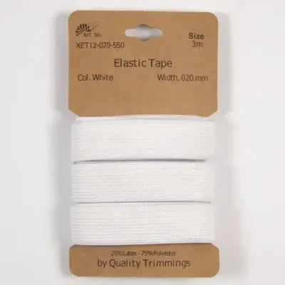 Carte élastique 20 mm Blanc- 3 mètres - La boite à tissus