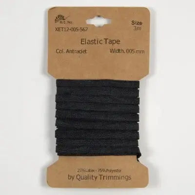 Carte élastique 5 mm Anthracite- 3 mètres - La boite à tissus
