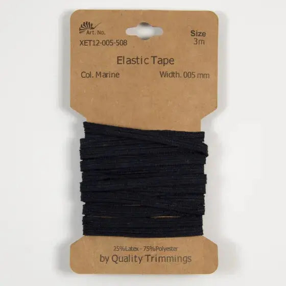 Carte élastique 5 mm Marine- 3 mètres - La boite à tissus