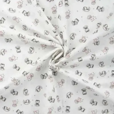 Coton Popeline imprimé Hiboux dans la nuit- Écru - La boite à tissus
