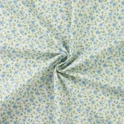 Coton Popeline imprimé mini Fleurs-Denim - La boite à tissus
