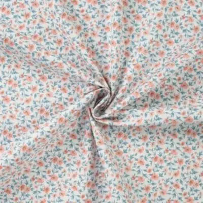 Coton Popeline imprimé mini Fleurs-Rose Bébé - La boite à tissus