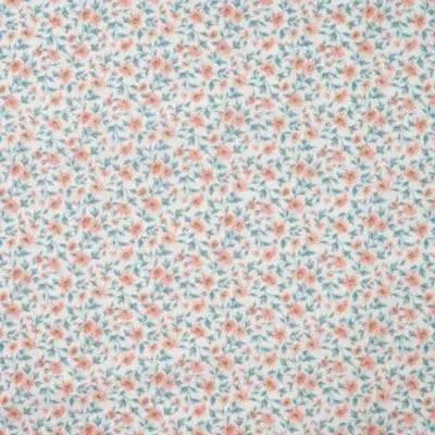 Coton Popeline imprimé mini Fleurs-Rose Bébé - La boite à tissus