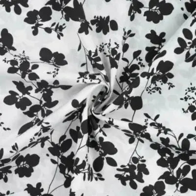 Coton popeline bouquets de fleurs -Écru - La boite à tissus