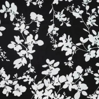 Coton popeline bouquets de fleurs - Noir - La boite à tissus