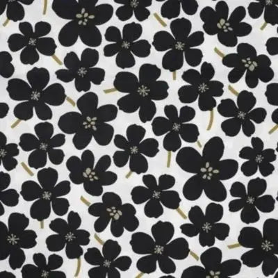 Coton popeline semi de  fleurs Noir - La boite à tissus