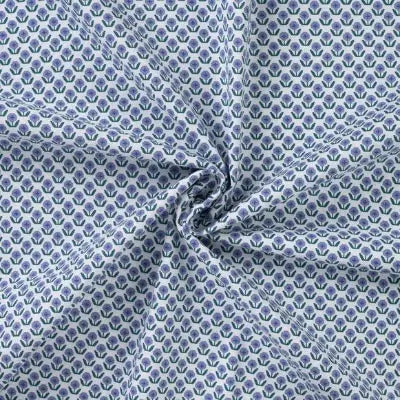 Coton popeline tulipes-Denim - La boite à tissus