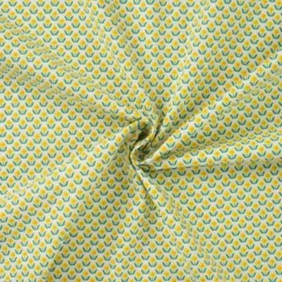 Coton popeline tulipes-Jaune - La boite à tissus
