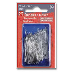 Epingles couture extra fines 34 mm x 0,60 mm - Blister 25 grammes - La boite à tissus