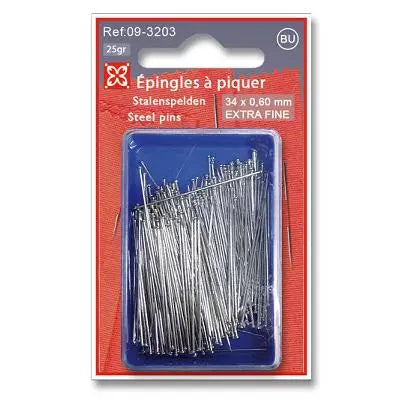 Epingles couture extra fines 34 mm x 0,60 mm - Blister 25 grammes - La boite à tissus