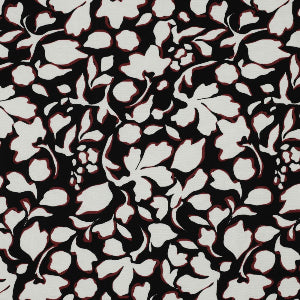 POPELINE DE VISCOSE STRETCH GRANDES FLEURS - Noir