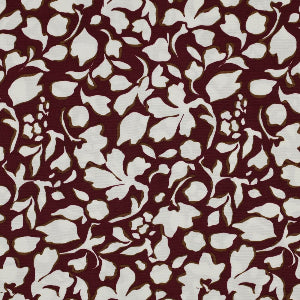 POPELINE DE VISCOSE STRETCH GRANDES FLEURS - BORDEAUX