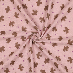 DOUBLE GAUZE GOTS BIRDS - SOFT ROSE