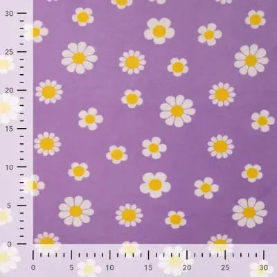 Jersey Velours Chilly imprimé Fleurs- Violet - La boite à tissus