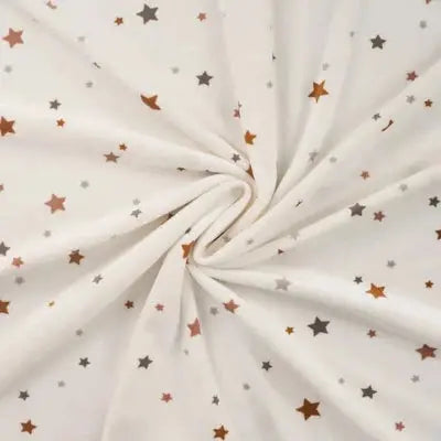 Jersey Velours Chilly imprimé étoiles- écru - La boite à tissus