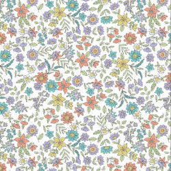 Jersey de coton Digital - Floral Blanc