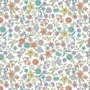 Jersey de coton Digital - Floral Blanc