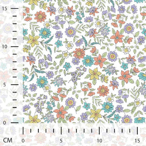Jersey de coton Digital - Floral Blanc