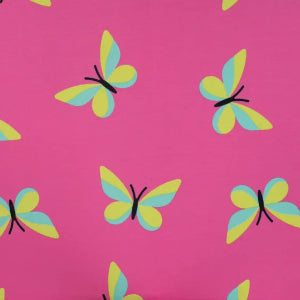 French Terry  imprimé Papillons - Fuchsia - La boite à tissus