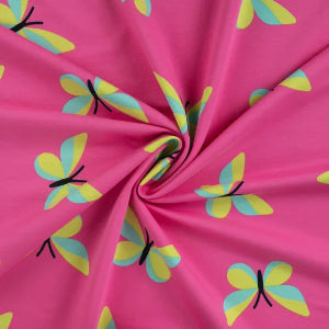 French Terry  imprimé Papillons - Fuchsia - La boite à tissus