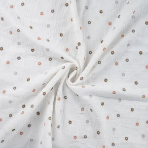 Double gaze petites fleurs- Blanc cassé - La boite à tissus