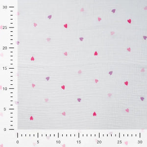 Double gaze coeurs- blanc cassé - La boite à tissus