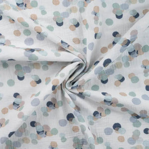 Double gaze pois -Menthe poussière - La boite à tissus