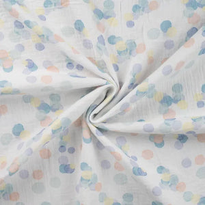Double gaze pois- Denim-Saumon-Écru - La boite à tissus