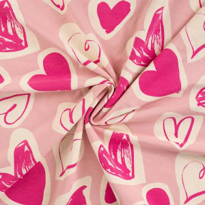 French Terry imprimé mélangé -Poudre de coeurs