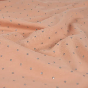 French Terry Molletonné  Dots Glitter- Dusty Salmon - La boite à tissus