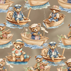 Jersey de coton Digital - Bateaux -Ours - La boite à tissus