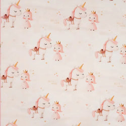 Jersey coton de bambou -Princesse Licorne Écru