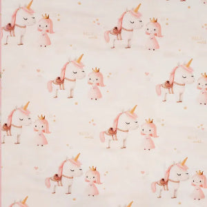 Jersey coton de bambou -Princesse Licorne Écru