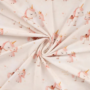 Jersey coton de bambou -Princesse Licorne Écru