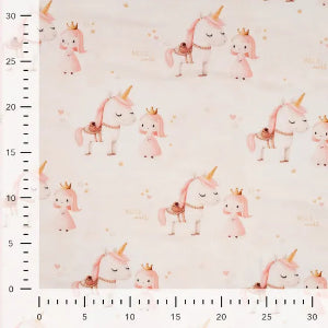 Jersey coton de bambou -Princesse Licorne Écru