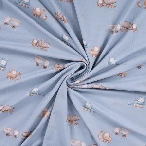 Jersey coton de bambou -Construction Bleu Bébé