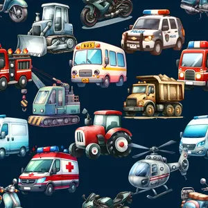 French Terry  imprimé Digital - Transport - La boite à tissus