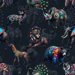 French Terry imprimé Digital-Animaux-Noir - La boite à tissus