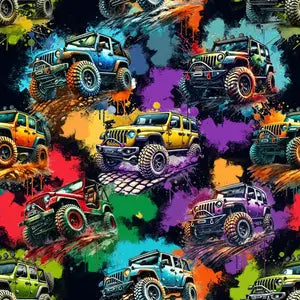 Jogging Molletoné  imprimé Digital - Monster trucks - La boite à tissus