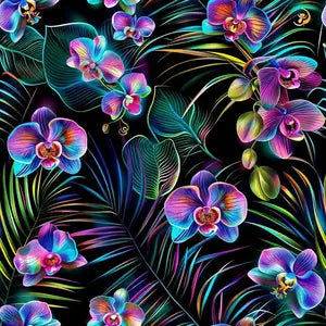 Jogging Molletoné  imprimé Digital - Orchidées - La boite à tissus