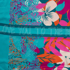 Voile de viscose Ibiza-Panneau à rayures et bordures fleuries orange - La boite à tissus