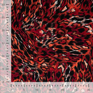 Twill de viscose léopard -Rouge foncé