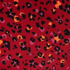 Viscose Twill Print Leopard- Dark Red
