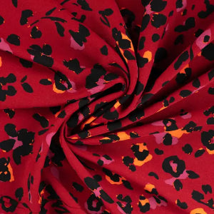 Viscose Twill Print Leopard- Dark Red